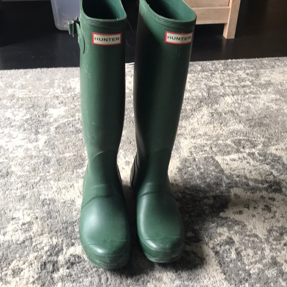 Hunter Rain boots.